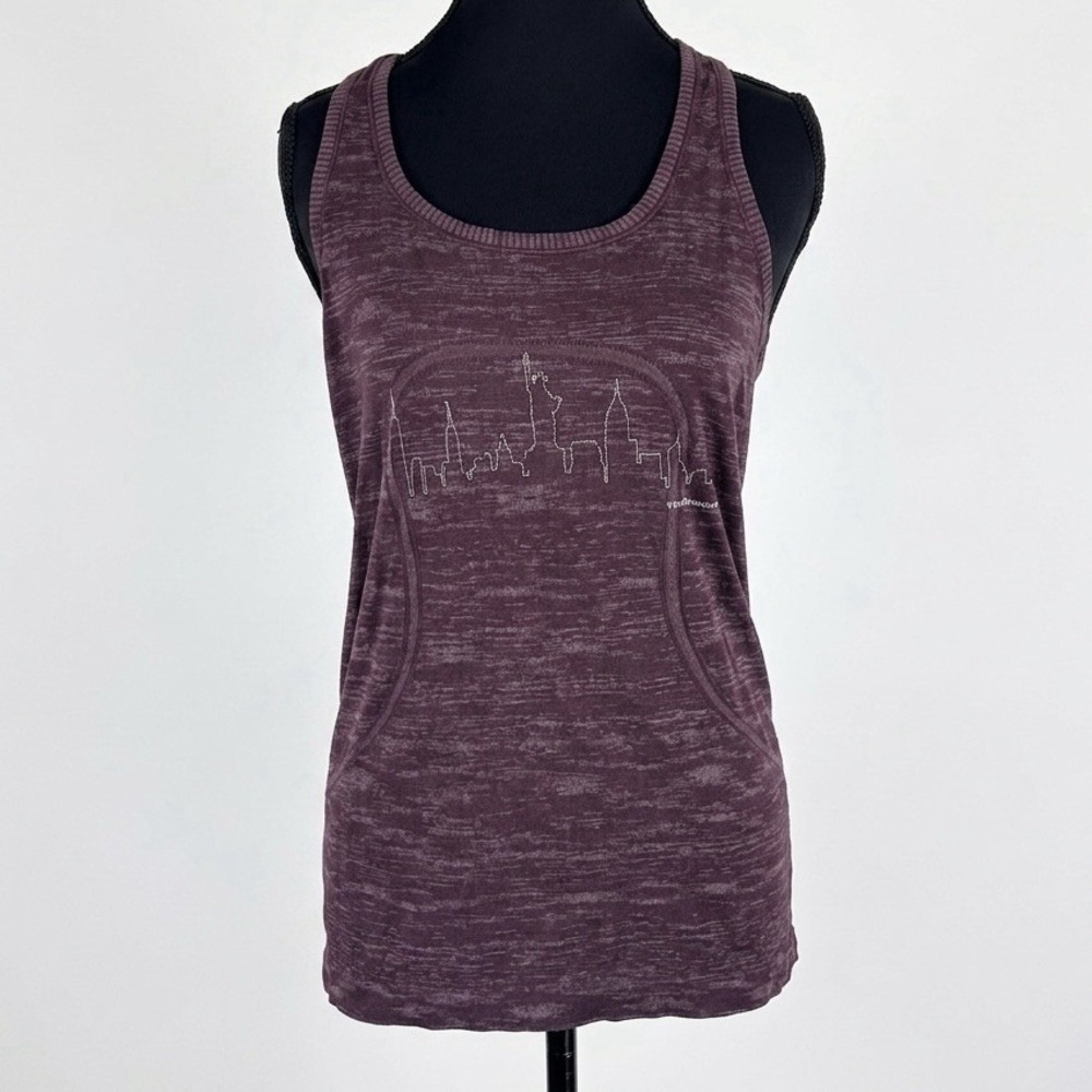 Lululemon NYC Skyline Swiftly Tank Top Maroon Women's 10 Run Sporty Workout Gym